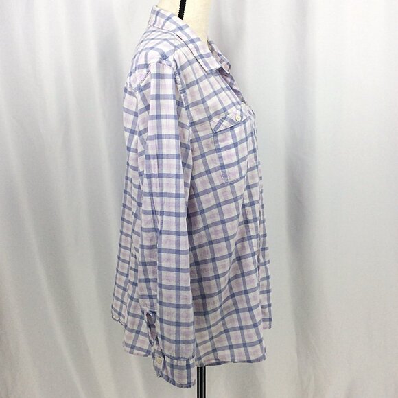 Eddie Bauer Top Womens Size 2XL Classic Fit Pink Purple Plaid Lightweight Cotton - Picture 2 of 6